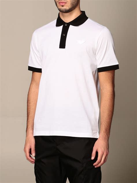 prada white short sleeve shirt|PRADA Polo Shirts For Men .